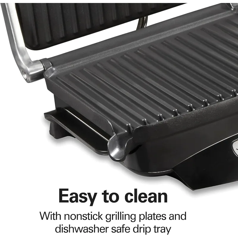 Steak Lover's Electric Indoor Searing Grill, Nonstick 100 Square, Stainless Steel (25331), Black and Stainless, Medium 6