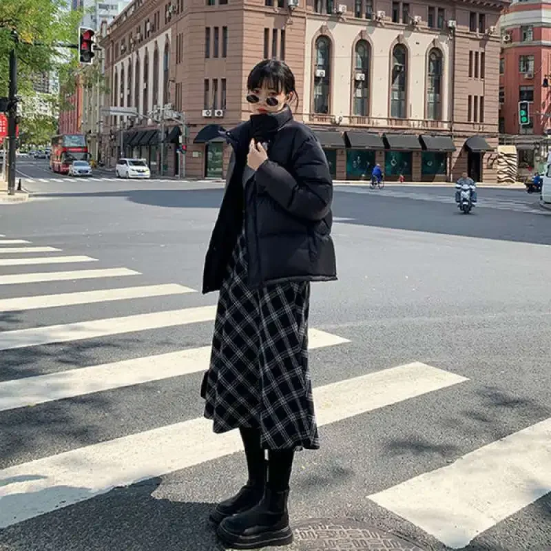 Winter Maternity Skirt Adjustable Waist Preppy Style Pregnant Woman Plaid Skirts Plus Size Pregnancy Clothes Long Skirts