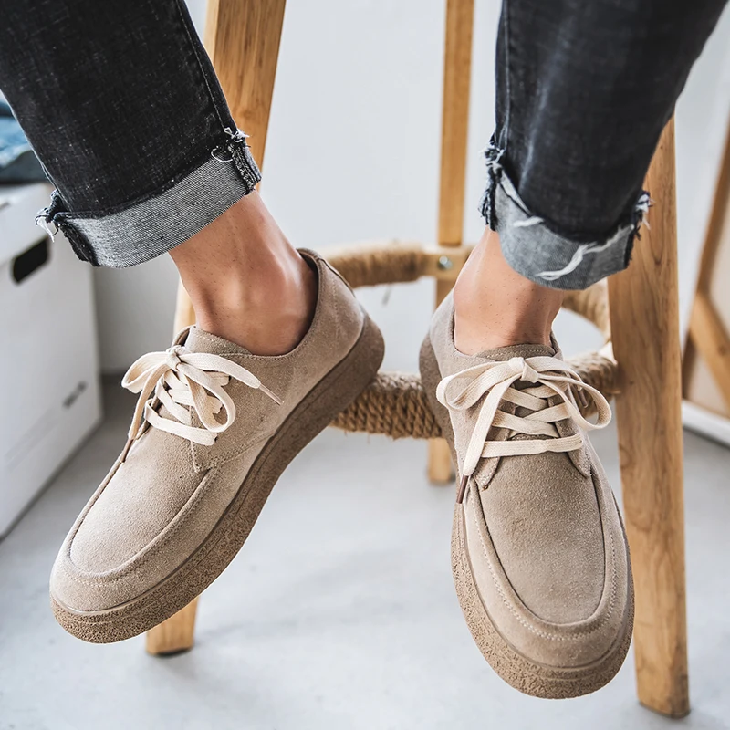 Scarpe Sportive Casual In Pelle Scamosciata Da Uomo Senior Classic Retro Lace-Up Men Light Comode Driving Flats Uomo Outdoor Oxfords Shoes