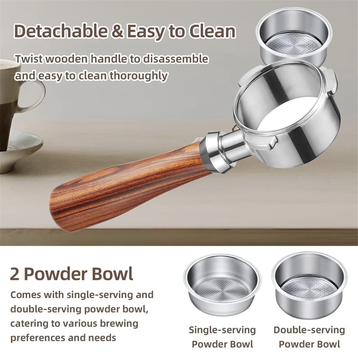 Bottomless Portafilter 51 mm, 3 Ears Bottomless Porta Filter, with Two Powder Trays, Stainless Steel Sieve HOT