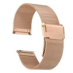 Elegant Mesh Stainless Steel Quick Release Watch Strap Bracelet - Universal Fit, Multiple Sizes Available - 10mm (Rose Gold)