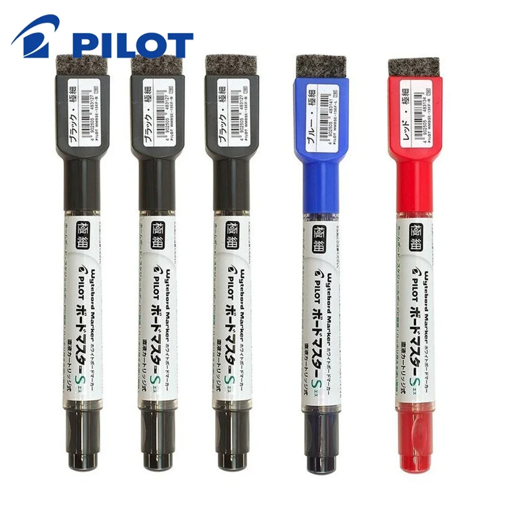 3pcs PILOT Whiteboard Markers with Eraser for Children's Drawing Board Magnetic 0.8/1.3mm Fine WBMK-M Japanese Stationery