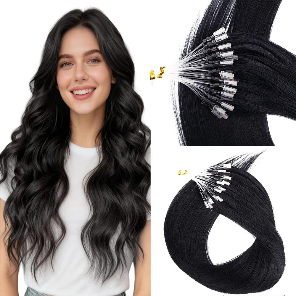 Easy Use Silicone Bead Micro Loop Extensions 16" & 20" Long Lasting Volume Kit 50pcs 30g in Dark to Platinum Tangle Free