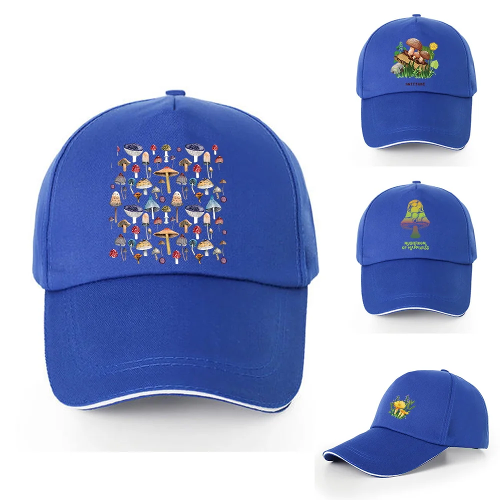 

Women Summer Sunscreen Visors Hats All Cotton Adjustable Baseball Caps Men Casual Sport Hip Hop Cap Mushroom Print Snapback Hat