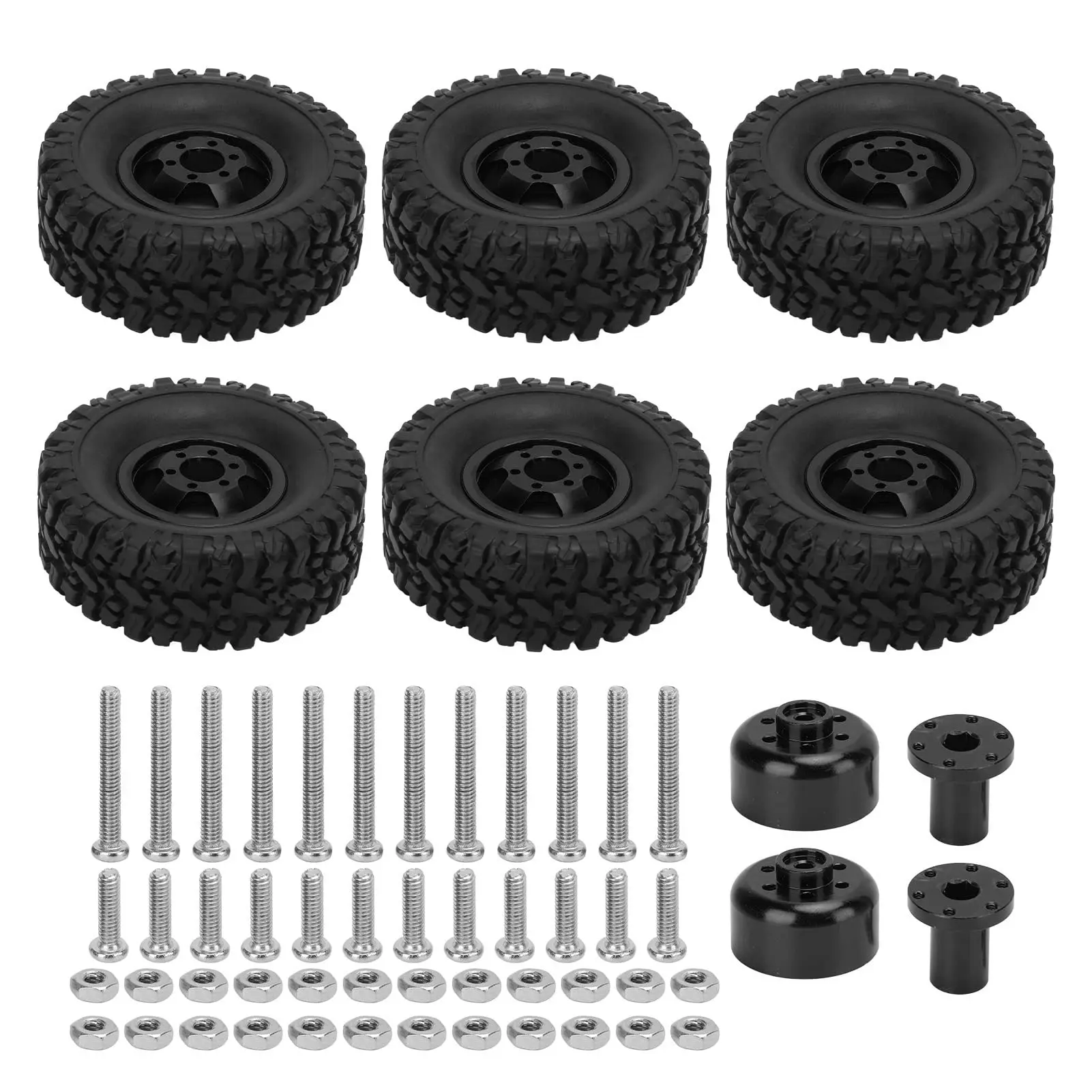 Vue latérale d'un pneu tout-terrain 68mm pour voiture RC 1/16, illustrant sa taille et son profil adaptés aux véhicules radiocommandés.