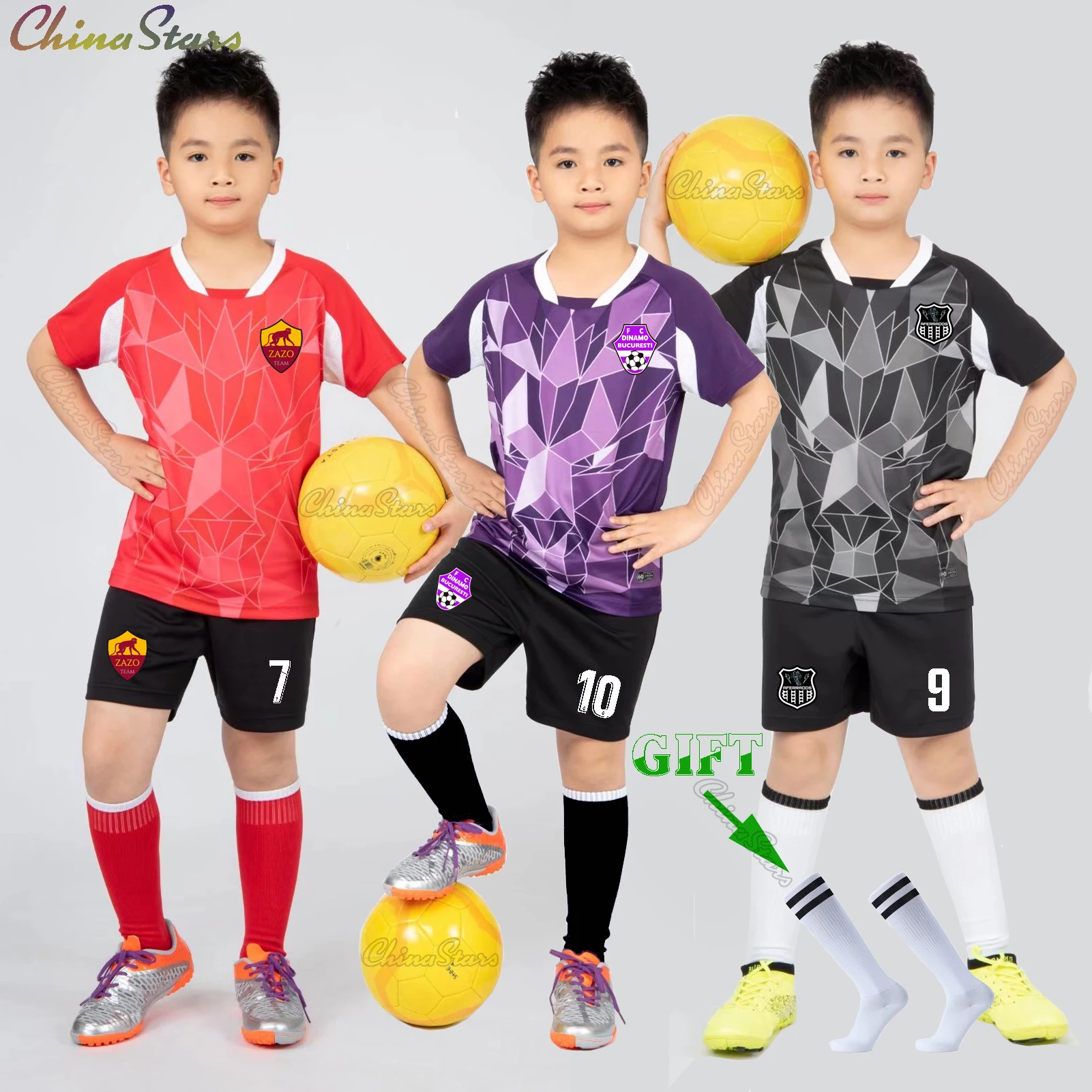 23ChildrenFootballJerseysBoysSoccerClothesSetsShortSleeveKids