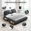 Luxury Multifunction King Size Bed Frame, Modern Smart Platform Bed with 720P Projector/Music Speaker/USB Port/Storage Drawers 6