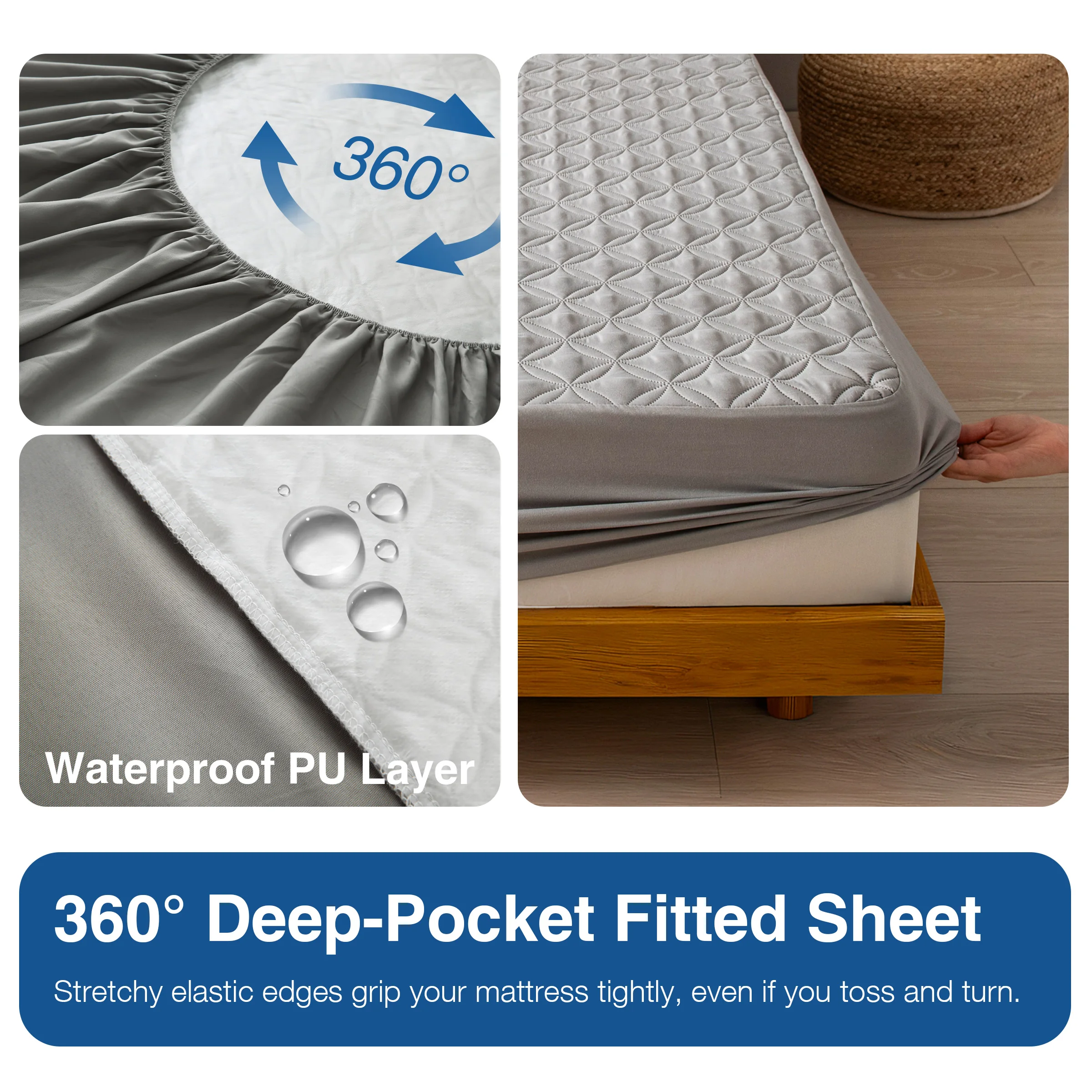 Deluxe Quilted Waterproof Mattress Protector - Noiseless & Breathable with Deep Pocket Design