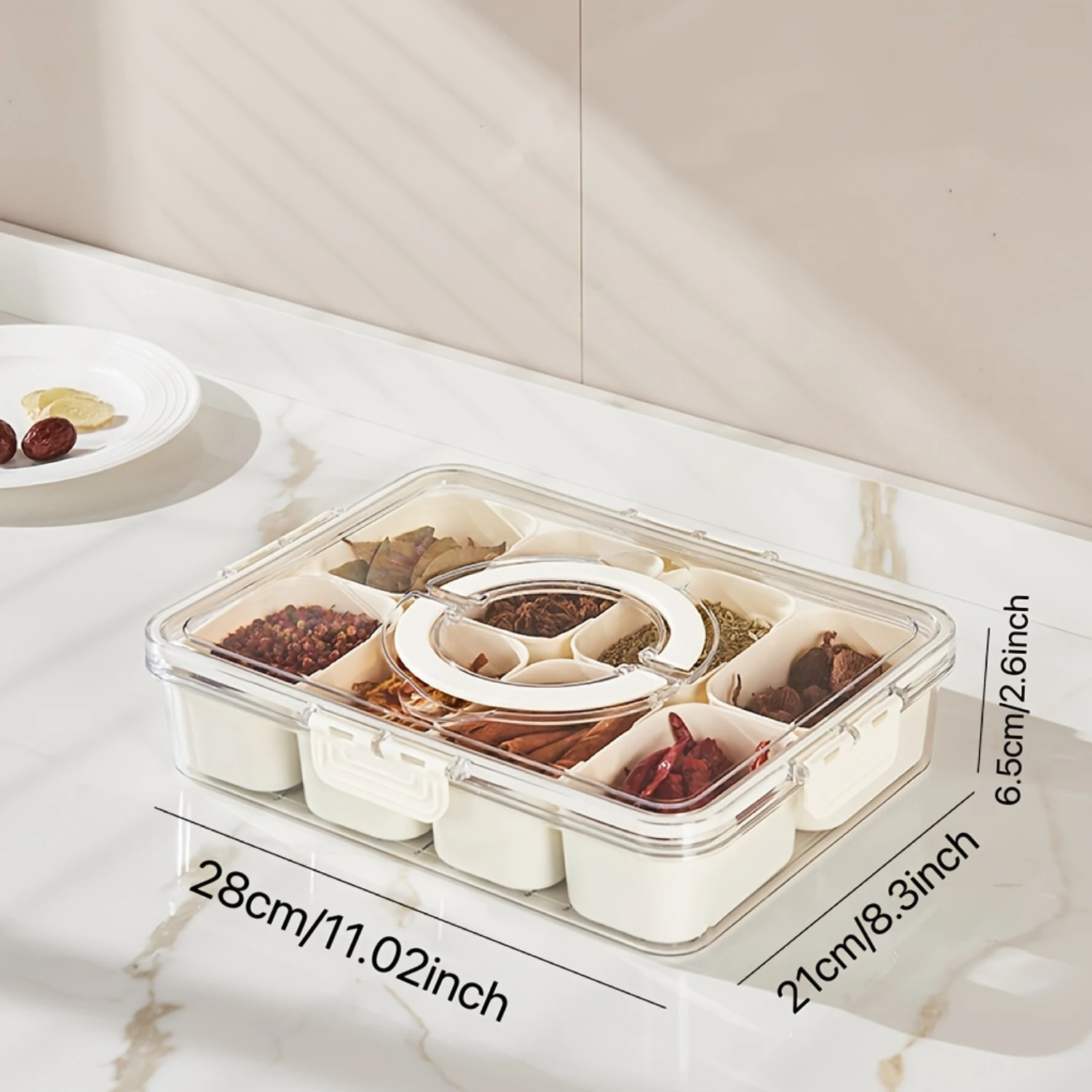 Versatile 4/8-Compartment Snack Organizer With Lid-Portable Plastic Food Container For Picnics, Candy & Fruit Tray Snack Box