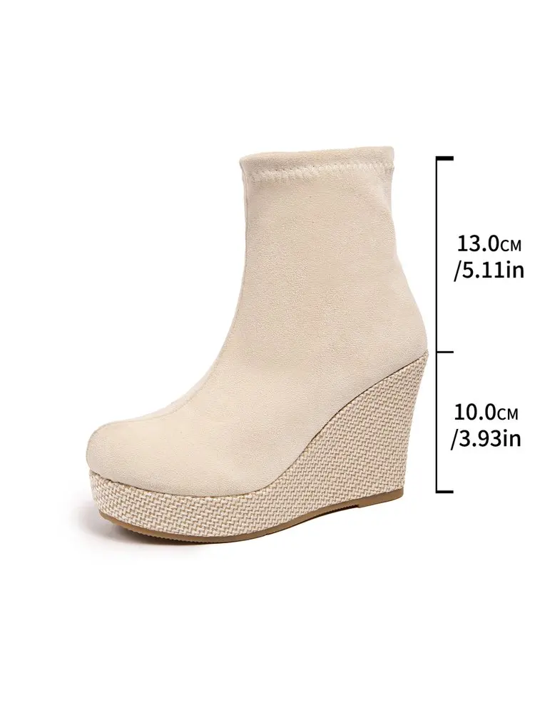 Damen Stiefeletten Mit Plateau Und Keilabsatz Für Mehr Höhe_voghion.com