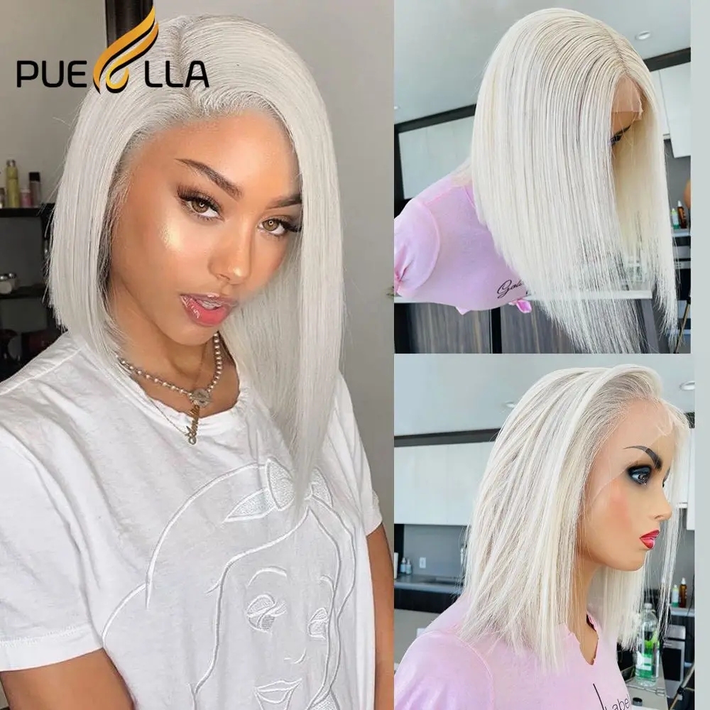 

Platinum Blonde Bob Lace Frontal Wig Glueless Pre Plucked Short Pixie Cut 613 Human Hair Red Colored Lace Front Wigs For Women