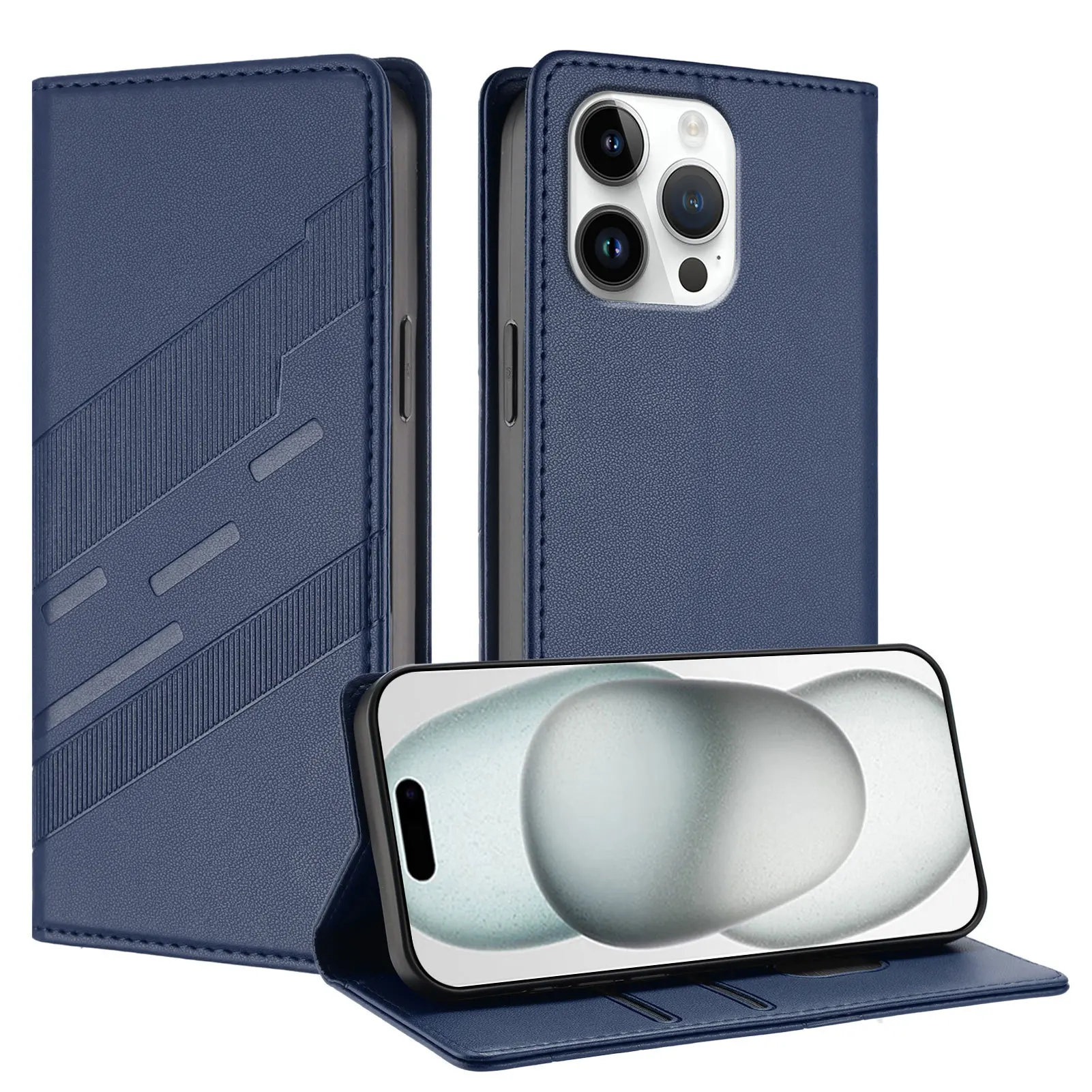 Magnetic Closure Leather Phone Case with Card Slots & Anti-Drop Protection, Wallet Flip Cover