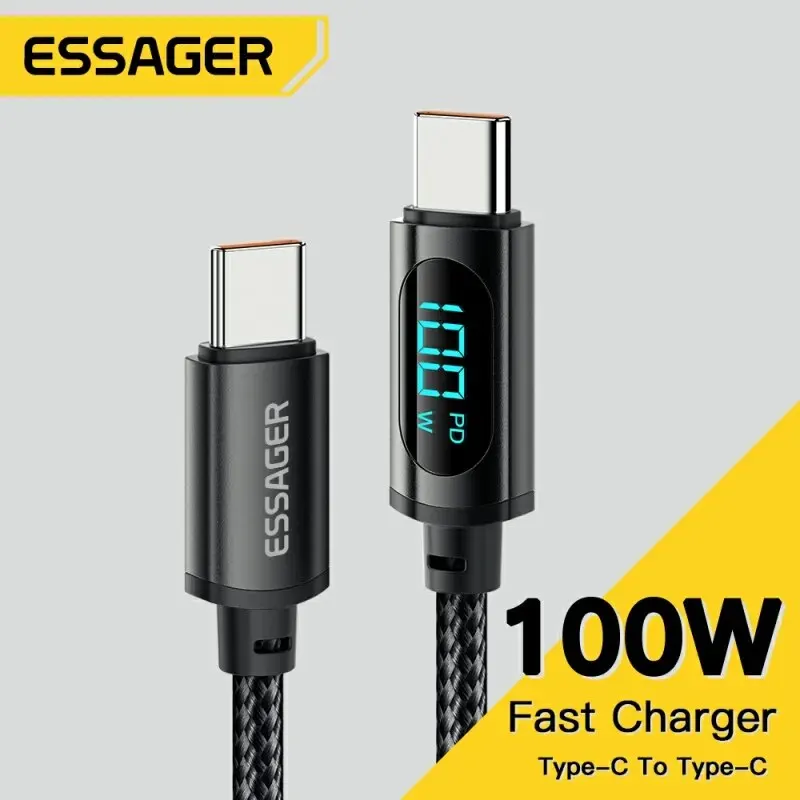Type C Cable Essager Type C to Type C Cable 100W PD Fast Charging Charger USB to USB Display Cable For Xiaomi POCO F3 Realme Macbook iPad
