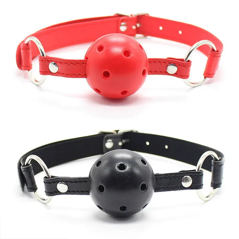 Faux Leather Mouth Gag Adjustable Plastic Ball Adult Flirting Fetish Roleplay Game Props Couples BDSM Bondage Sex Toys sex party toys erotic sex toy sex toys sex bondage toys