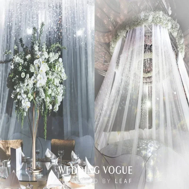 1.6X2 M Sheer Crystal Wedding Tulle Roll Organza Fabric for Wedding Birthday Party Backdrop Decor DIY Chair Sashes