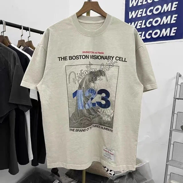 男性と女性のためのヴィンテージウォッシュコットンTシャツ,高品質の 