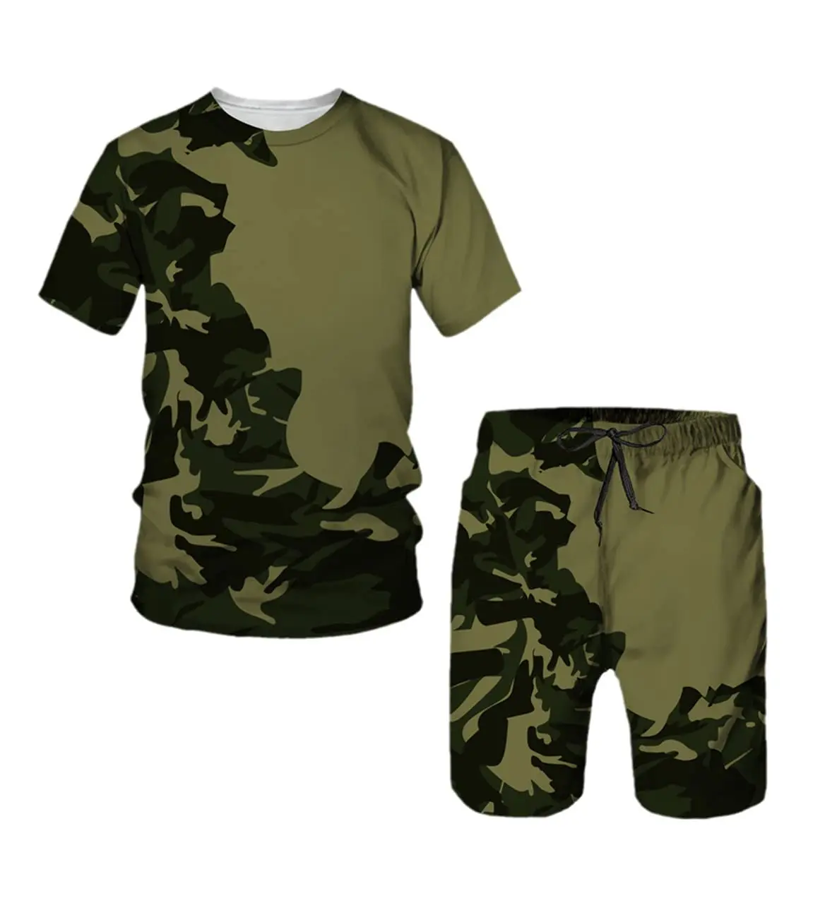 New Men's Summer Tracksuit Camouflage T-Shirt Shorts Set Sports Outfit Outdoor Suit Oversized Streetwear Male Casual Clothing male camouflage suit outdoor wear resistant to dirty tooling combat uniform labor insurance overalls site