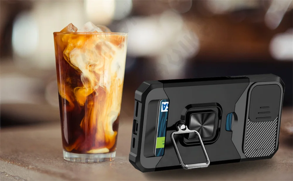 Slide Camera Kickstand Card Holder Case