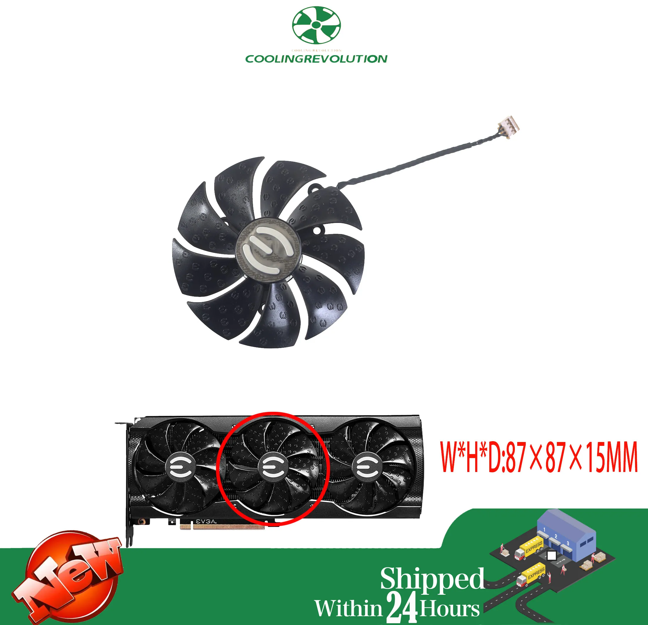 Ventilador de Placa Gráfica para Jogos T129215su Pla09215s12h 12v 0.55a 4pin Evga Rtx 3070 3080 3090 Xc3 Preto 87 mm - Imagem 2