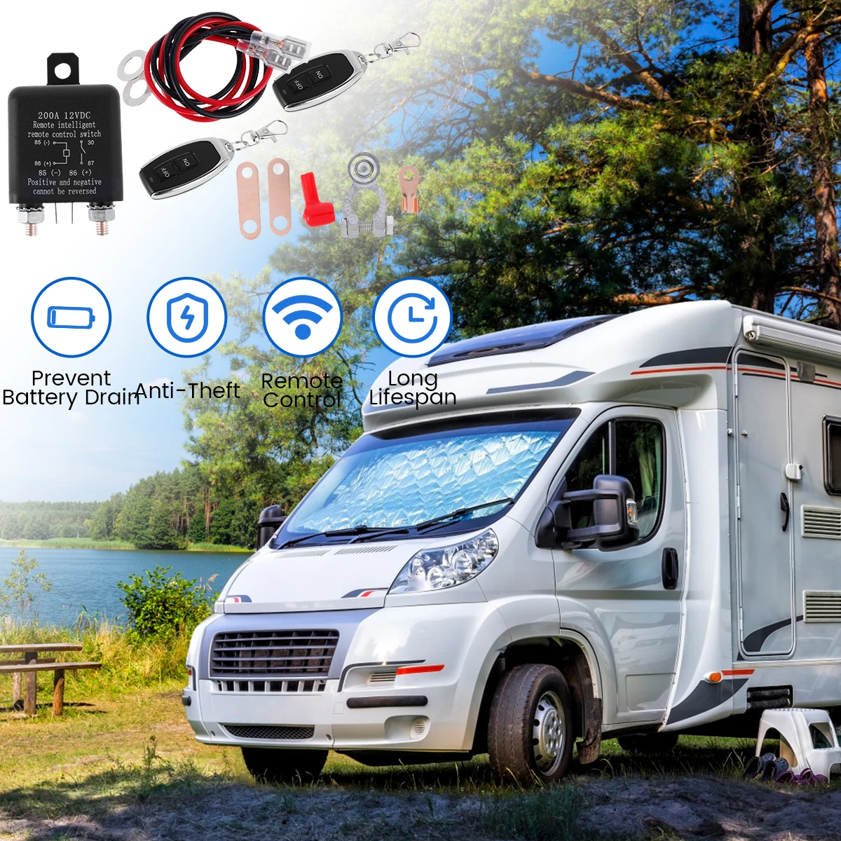 12V Remote Car Battery Disconnect Switch with Dual Control