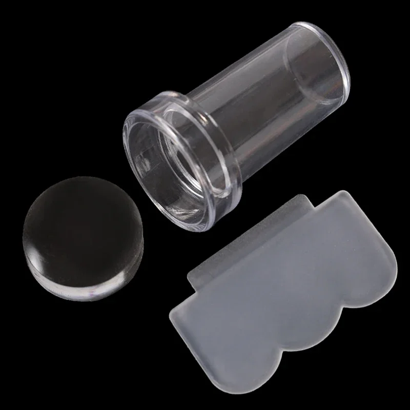 Heallor Transparent Nail Stamper with Scraper 2pcs Jelly Silicone Stamp for French Nails Manicuring Kits Nail Art Stamping Tool 4