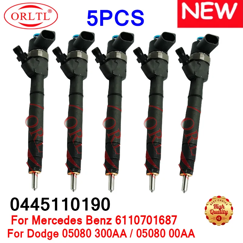 

5PCS A6110701687 0445110190 New Diesel Fuel Injector for Mercedes Benz Sprinter 2,2 2,7 CDI for Jeep Grand Cherokee for Bosch