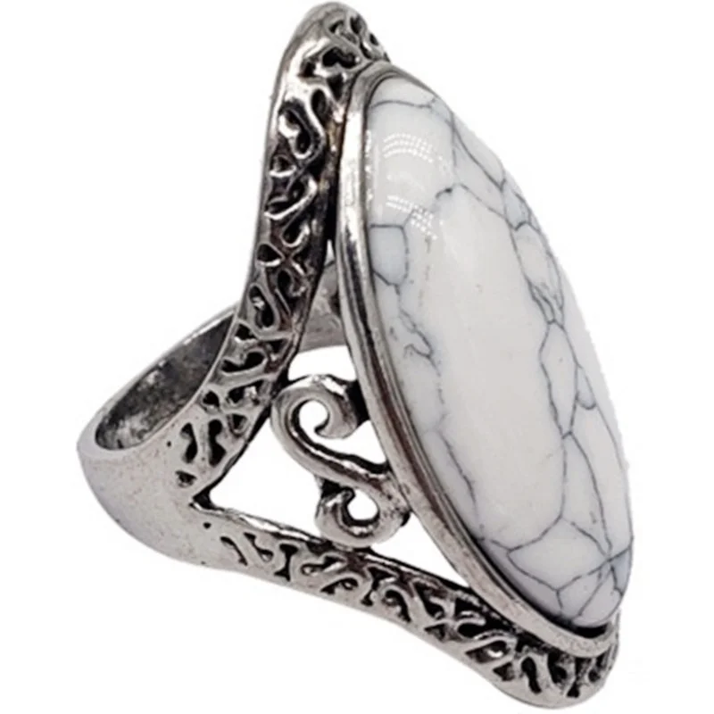 Vintage Bohemian Style Oval Rings for Women Finger Ring Engagement & Wedding Bridal Band Jewelry Ring Size 6-11 6 Colors