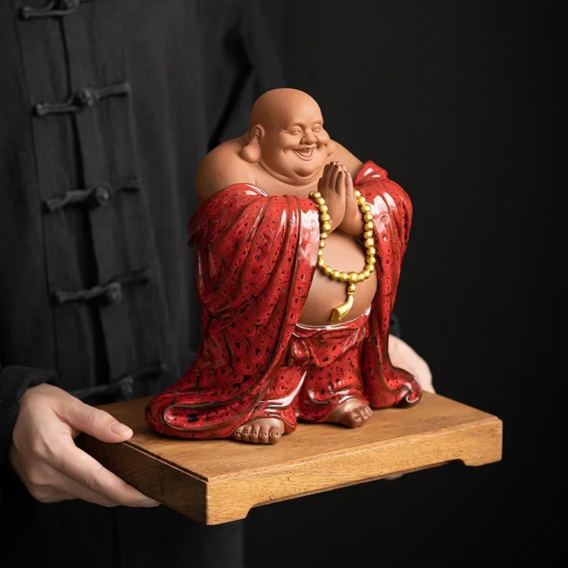 

Ceramic pot-bellied Maitreya Buddha Decorative statue，Chinese Lucky Buddha Statue Home living room decoration accessories
