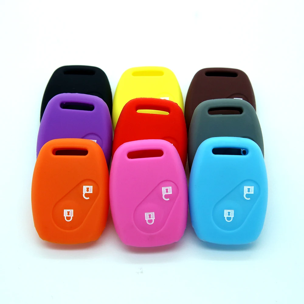 Key Case Key Case Cover Car Key Shell Remote Control Case Cover New Colorful 2 Buttons Silicone Skin Case Cover FOB For Honda CIVIC JAZZ Pilot Accord CR-V Car Styling Remote Key Shell Parts