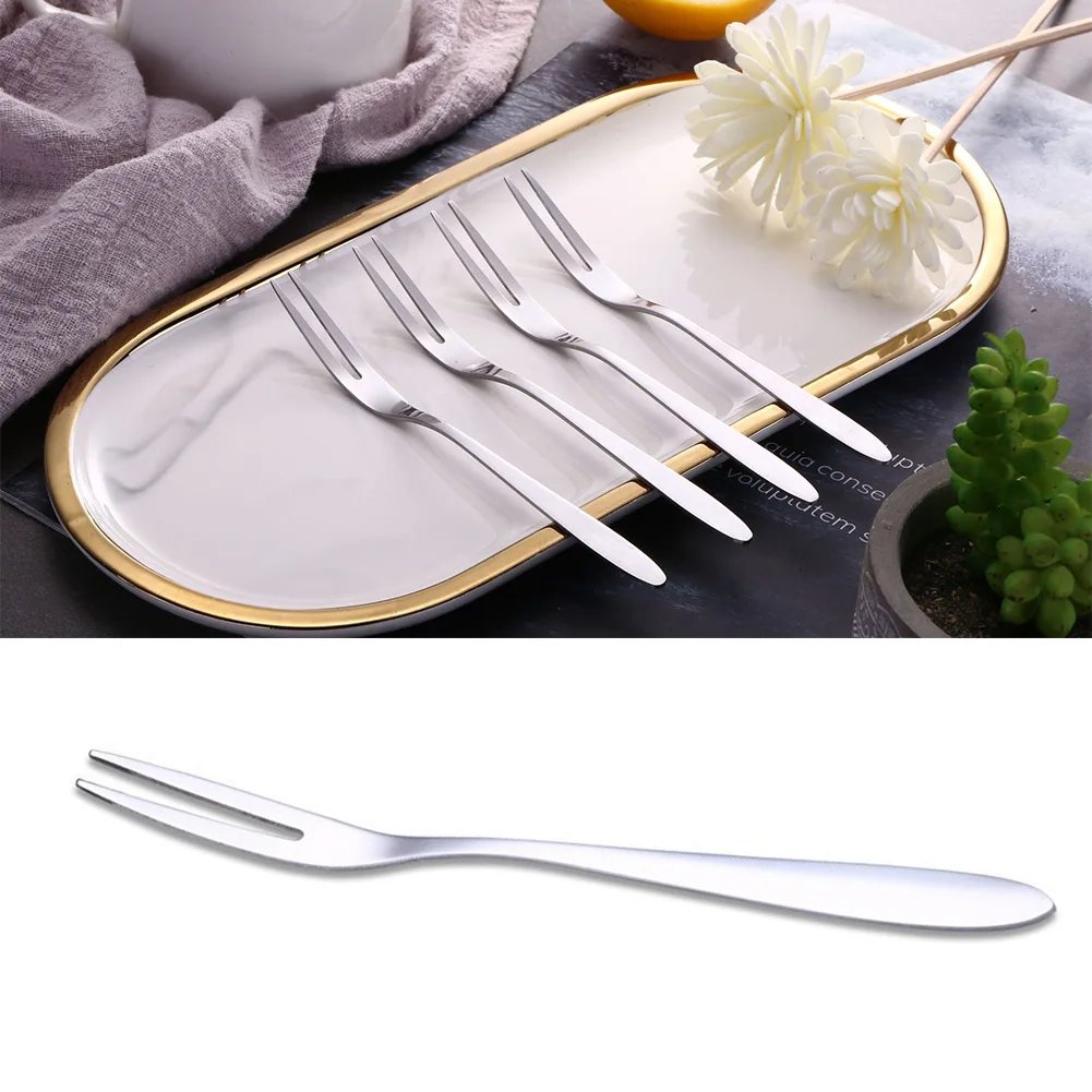 

Household Supplies Fruit Fork Household Supplies 12.8*0.9cm 5pcs BBQ Camping For Family Office Stainless Steel