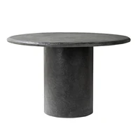 Meubles wabi sabi, table basse ronde noire vintage, table à dîner antique, table de réception 5