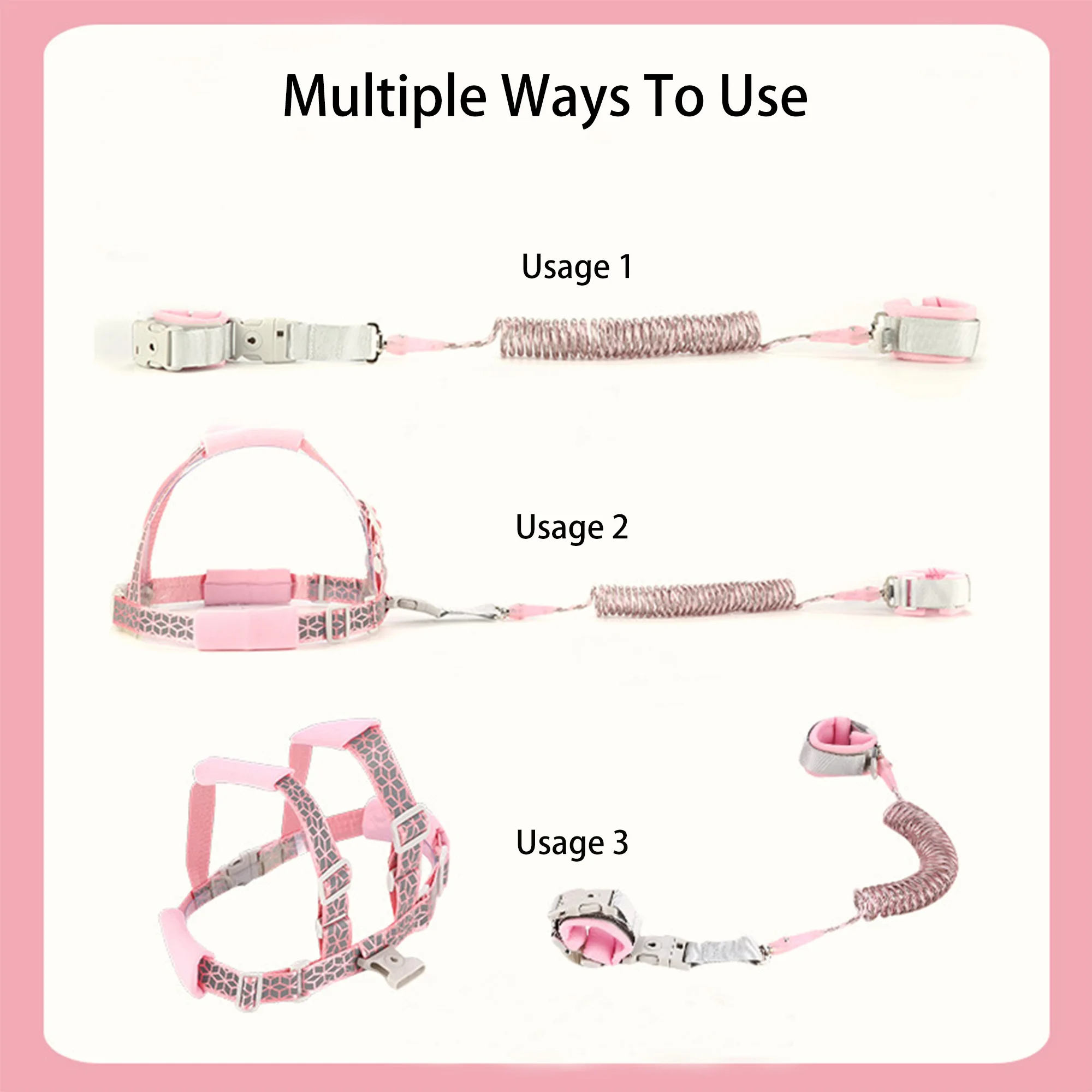 2 In 1 Toddler Harness Leashes,Reflective  Harnesses with Anti Lost Wrist Link for 1-8 Years Children Walking Safety Harness. 4