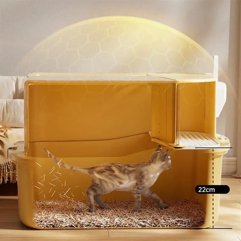 고양이 쓰레기 상자 완전 밀폐형 복도형 초대형 비말 방지 탈취 복도형 고양이 화장실