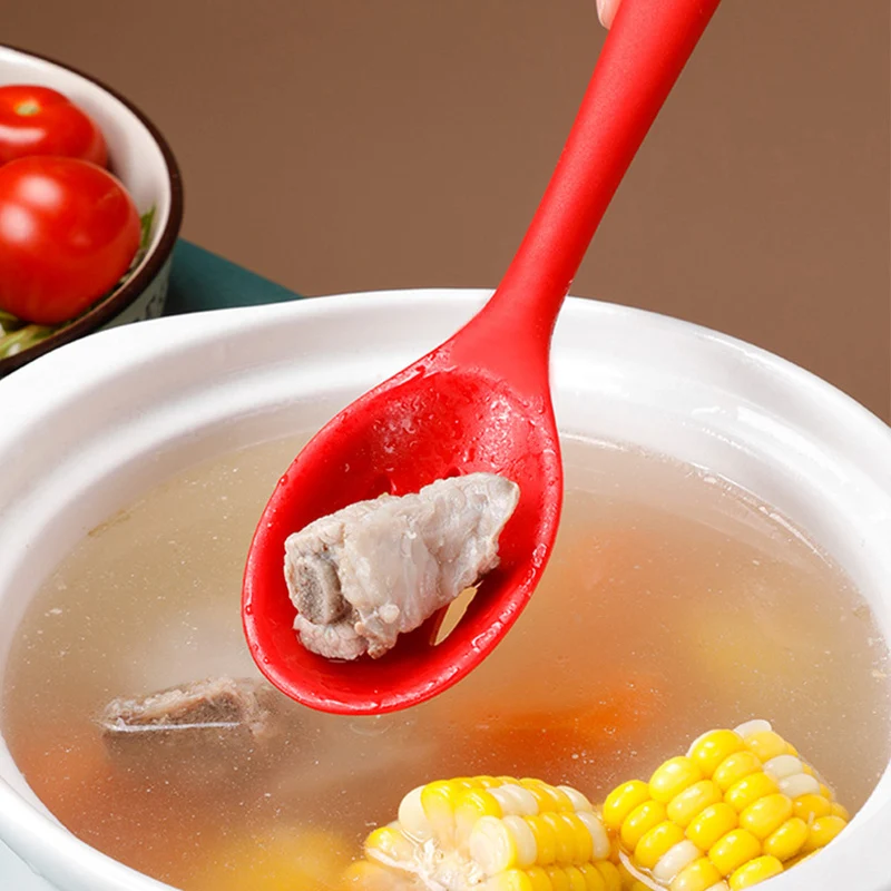 Silicone Slotted Spoon Large Silicone Kitchen Scoop Drainer Spoon Long Handle Kitchen Strainer Non-stick Cooking Utensils