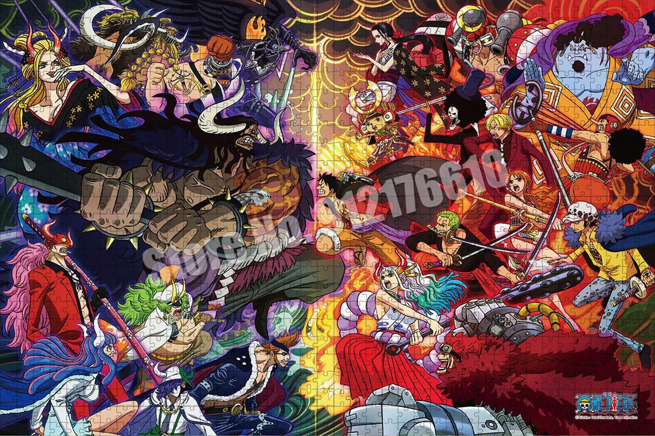 One Piece Jigsaw Puzzles Japanese Anime 300/500/1000 Pieces Puzzle Luffy Fire Picture Educational Toys Kids Christmas Gifts 2