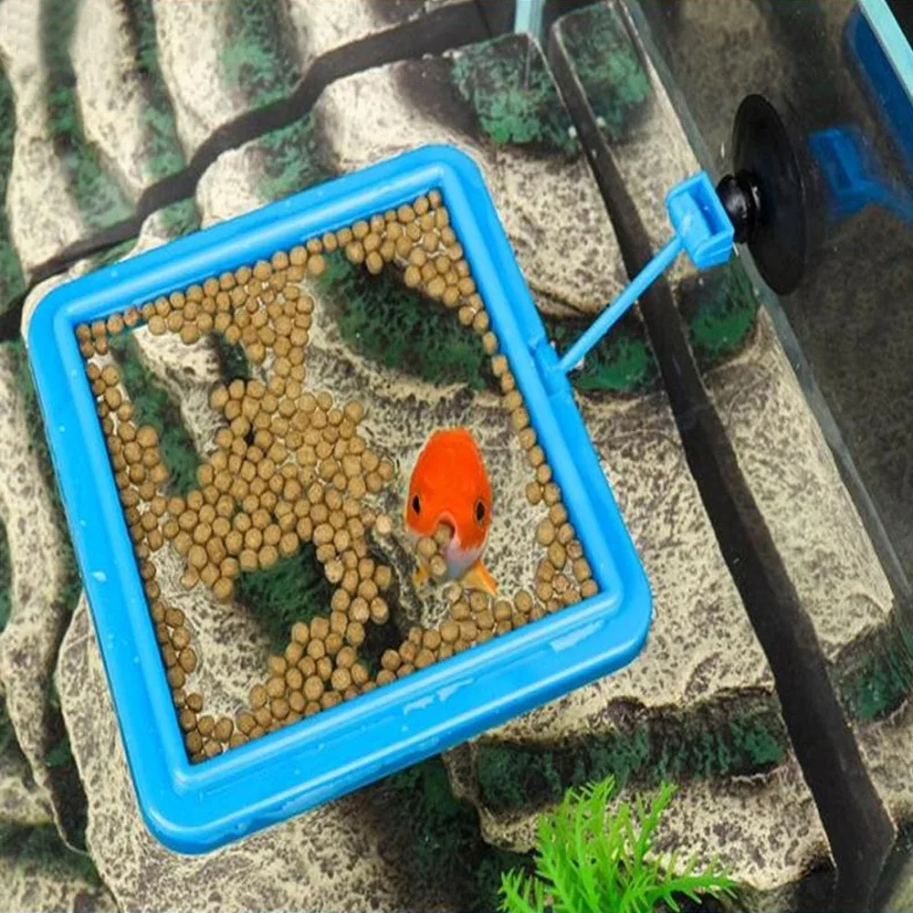 New Aquarium Feeding Ring Fish Tank Station Floating Food Tray Square Circle Accessory Water Plant Buoyancy Suction
