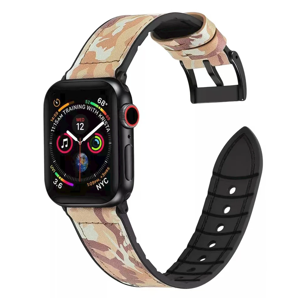 Leather Silicone Strap for Apple Watch 49mm 44mm 40mm 45mm 41mm 42mm 38mm Replacement Wristband for Iwatch Series Ultra 876543SE