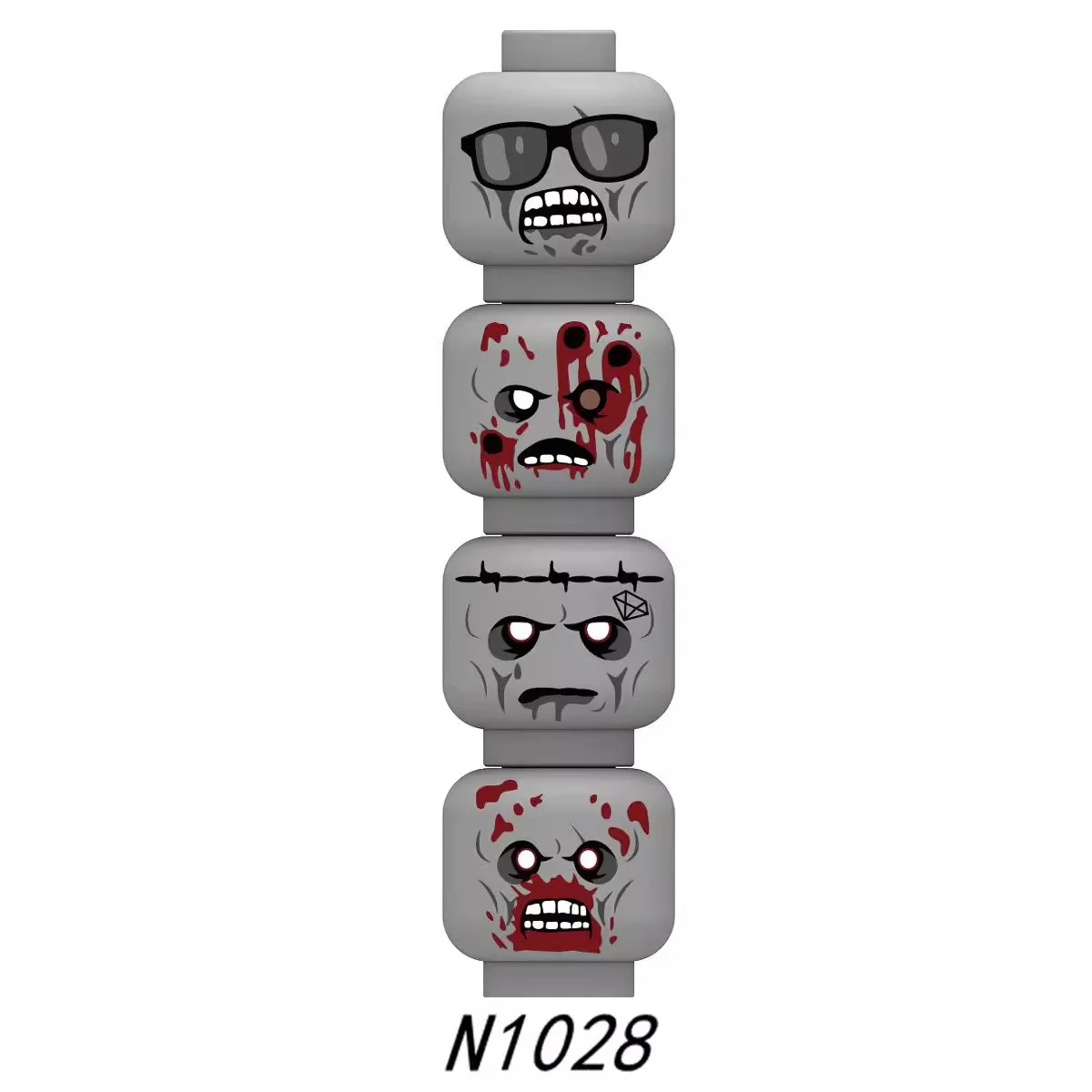 MOC Gesichtsausdruck Gesicht Kopf Figuren Zubehör Mini Bausteine Ansicht Kopf Kopfbedeckung Halloween Skelett Ziegel Freund Spielzeug – Detail 12