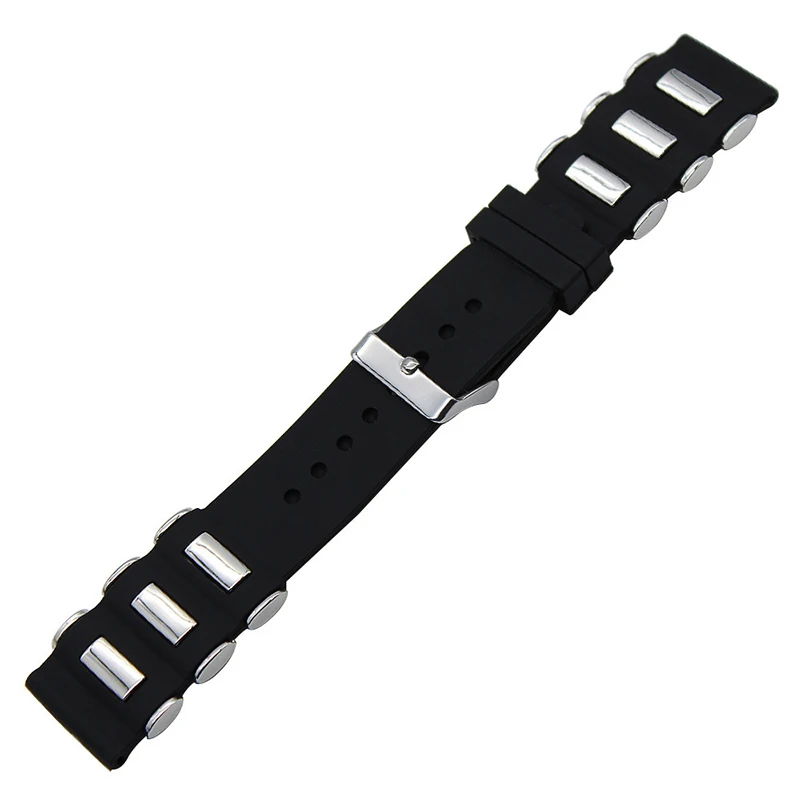 Metallic Grain Silicone Sports Watch Band – Premium Rubber Strap