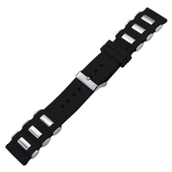Metallic Grain Silicone Sports Watch Band - Premium Rubber Strap - 26mm (Black)