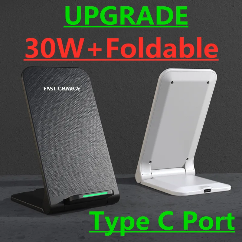 

30W Fast Wireless Charger Stand Pad for iPhone 13 12 11 X Pro Max Samsung Galaxy S21 S20 S10 S9 S8 Xiaomi Wireless Charging