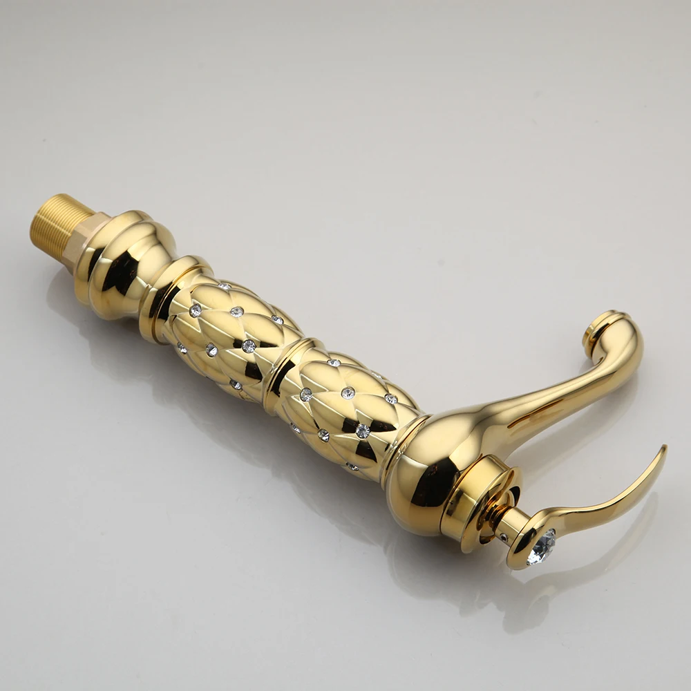 S31f324f49c814959881d4e4f3e9205baI Monite Golden Plated Ceramic Round Bathroom Combine Faucet Set Lavatory Washbasin Sink Diamond Setting Mixer Faucet w/ Pop Drain Mallzona