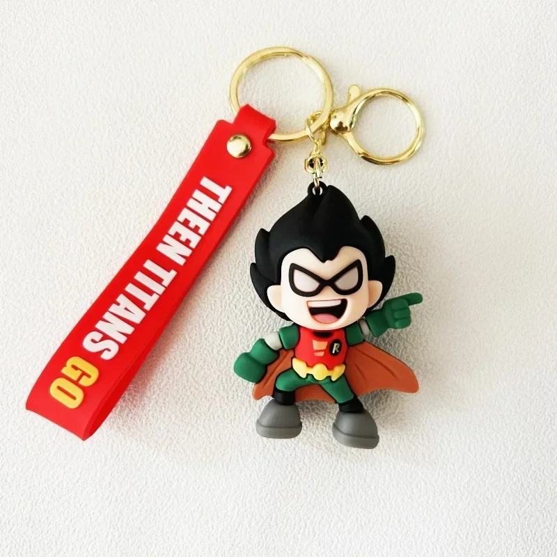 DC 십대 타이탄 로빈 비스트 보이, 사이보그 스타파이어 레이븐 PVC 인형, 애니메이션 키체인, 키링 액세서리 장난감, 어린이 생일 선물