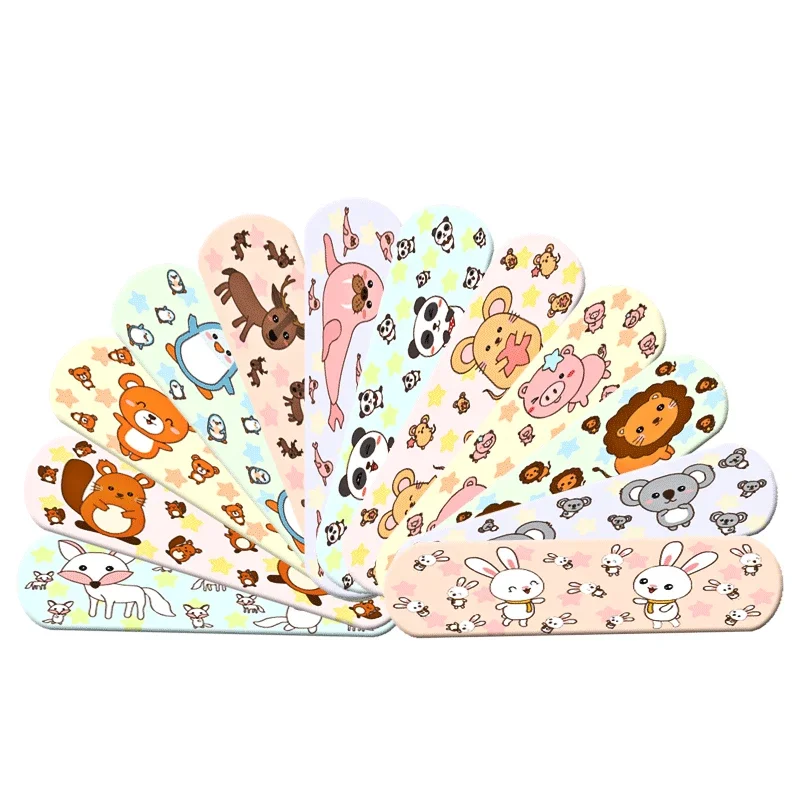 120pcs/lot Kawaii Cartoon Animal Pattern Waterproof Band Aid Hemostasis Adhesive Baby Bandages Wound Plaster Patches for Kids