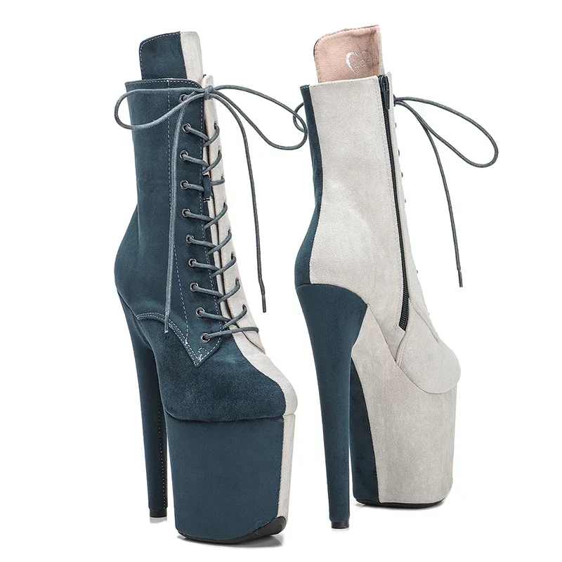 Leecabe  20CM/8inches Suede Upper Two color mix color sexy exotic  High Heel platform Pole Dance boot