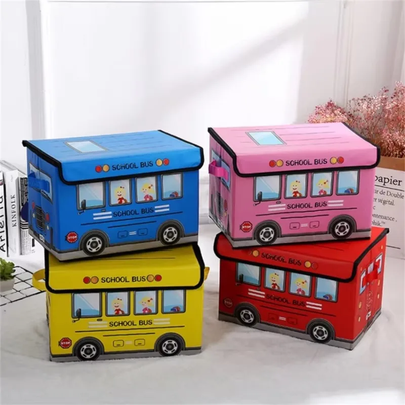 Boîte de rangement pliable, étanche et résistante à l'humidité, pour jouets, collations et autres objets, motif dessin animé, voiture et vêtements (1 pièce)._voghion.com