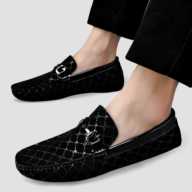 Genuine Leather Loafers Men Designer Skull Moccasin Fashion Slip On Soft Flat Casual Men Shoes Male Footwear Handmade Boat Shoes