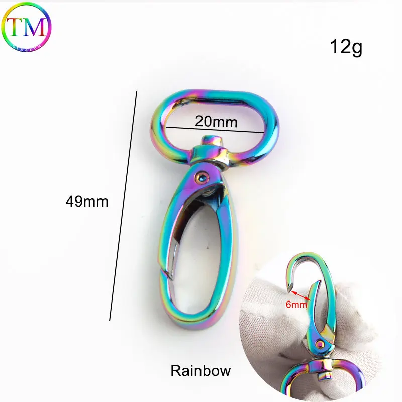 10-50Pcs Rainbow Metal Swivel Lobster Clasp Snap Hooks Openable Clip Clasp Buckles Diy Hardware Accessories For Handbags