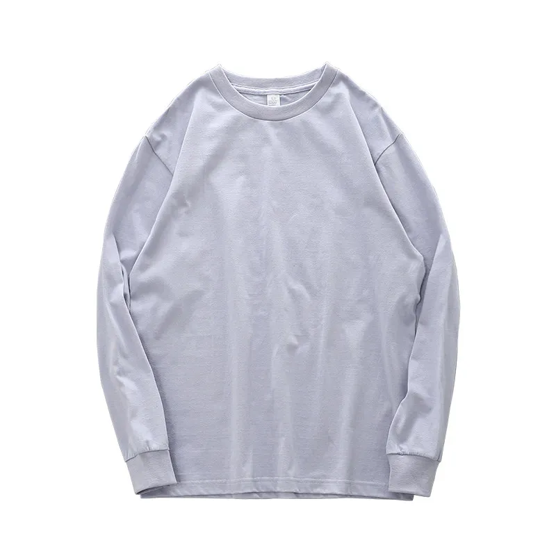 Camiseta de manga larga de peso pesado de 280 g de Dukeen para hombre, camisetas 100 % algodón, camisetas de gran tamaño de color liso, camisetas lisas, ropa para hombre