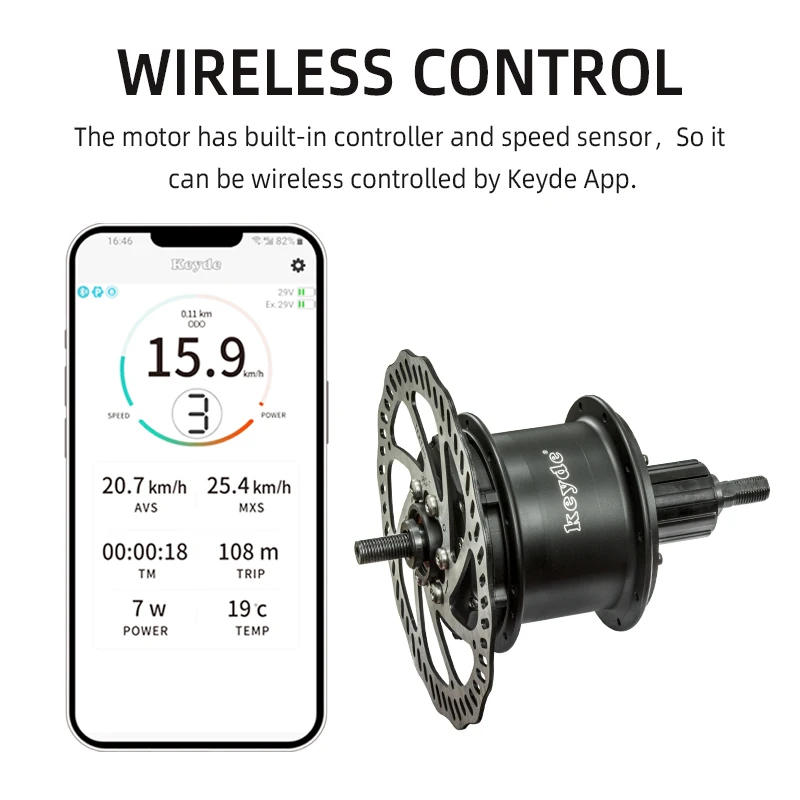 Keyde S100 rear hub motor kit wireless control 36V 250W small size electric bike motor conversion simple easykit DIY